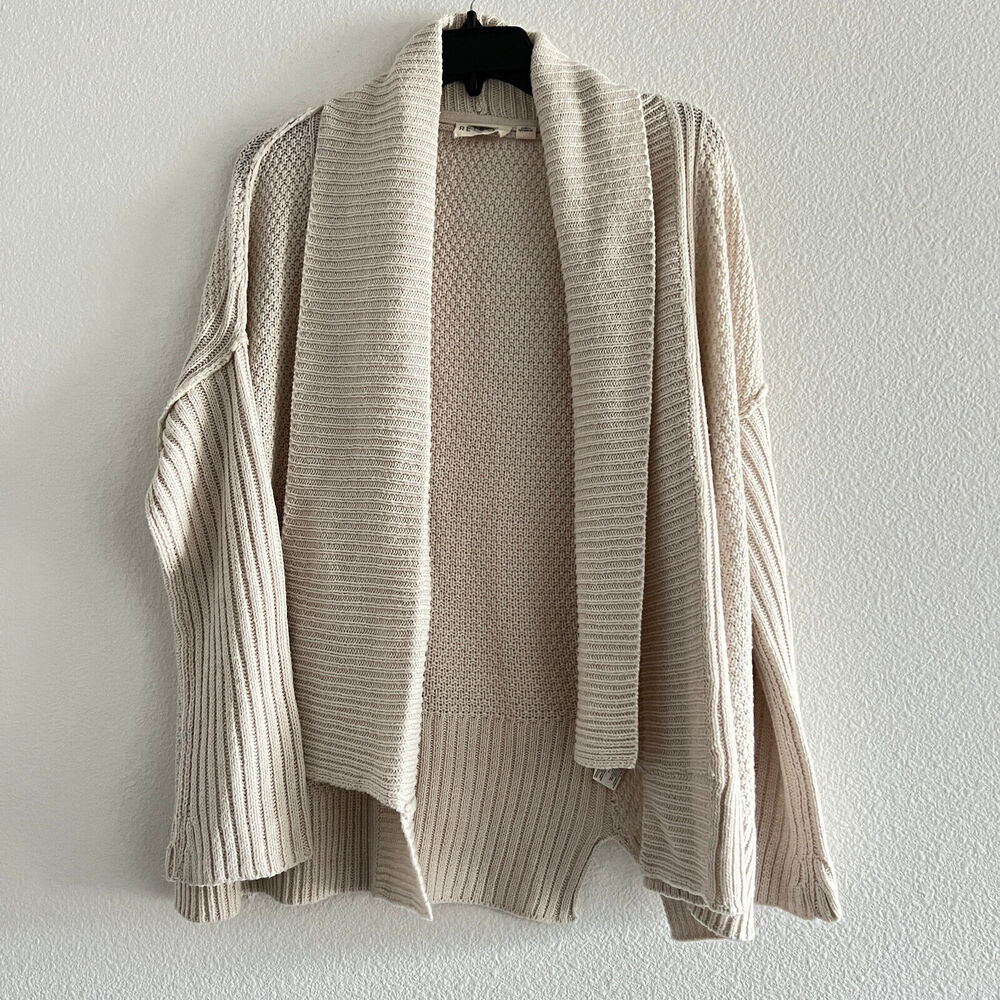 Retrod Cardigan Womens Large Opens Front Light Beige Cream